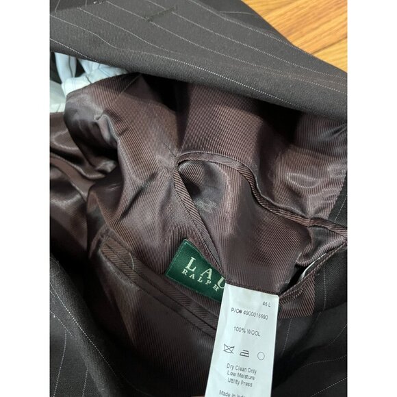 Lauren Ralph Lauren Mens Blazer Sz 46L Striped Gray Wool 2 Button Sport Coat - Picture 5 of 6